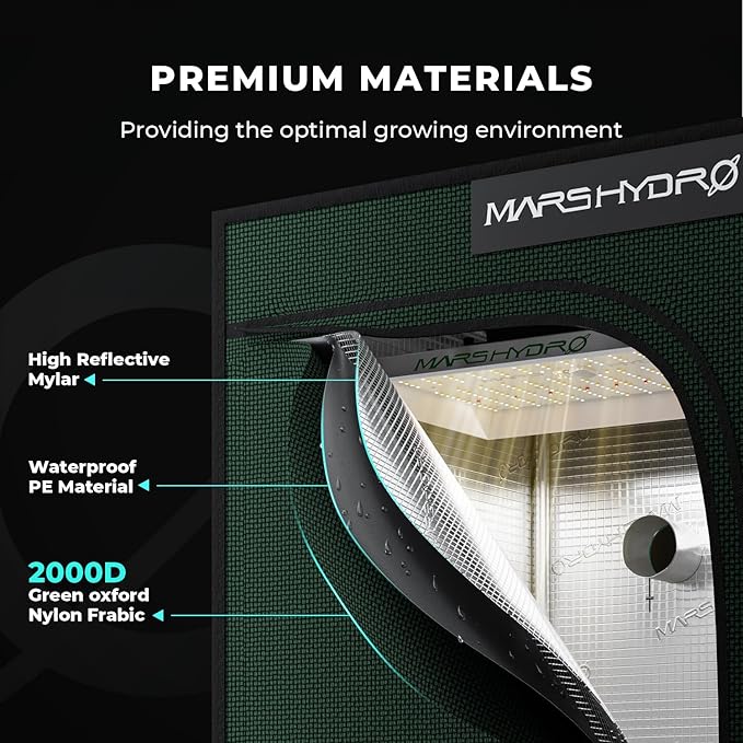 MARS HYDRO 2x2x5 Grow Tent Pro, 24"x24"x63" 2000D Thickened Polyester Canvas & High Reflective Mylar, Larger Observation Window, Controller & Socket Hanger,for TS600/FC1500/TS1000 Indoor Plant Growing - Image 4