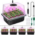 YAUNGEL Seed Starter Tray with Grow Light, 4 Pack Seed Starter Kit with Timing Controller Adjustable Brightness, Thicken Seedling Starter Trays with Humidity Domes Heightened Lids, Black by YAUNGEL