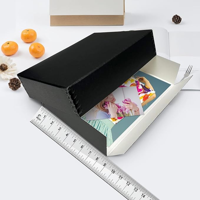 Lineco Museum Archival Storage Box, 8.75x10.75x1.5 in. Drop Front Design. Acid-Free with Metal Edge. Organize Photos, Pictures, Prints, Documents, Crafts, DIY. Black, 1 Pack - Image 4