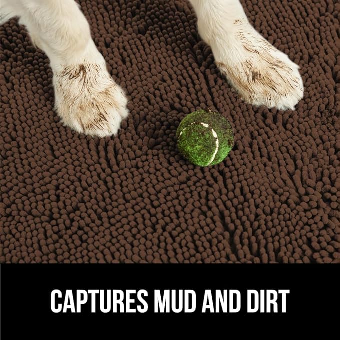GORILLA GRIP SOAKSTOPPER Dog Door Mat, 36x24 Machine Washable Rug Absorbent Doormat Captures Moisture Mud Dirt, Quick Dry Soft Chenille Entryway Rugs Indoor Entrance Mats for Dog Paws, Brown - Image 4
