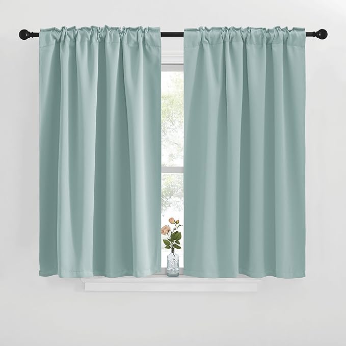 NICETOWN Blackout Curtain Panels for Living Room - (Aqua Blue Color) 29x36 inch, 2 Panels Set, Room Darkening Blackout Drapes for Window - Image 2