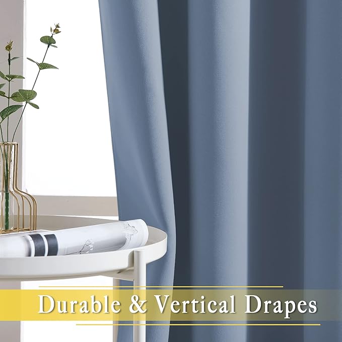 NICETOWN Patio Door Curtain for Sliding Glass Door, Thermal Insulated Blackout Curtain Drape for Living Room/Kitchen/Bedroom (Stone Blue, 1 Panel, 80 x 84 inch) - Image 7