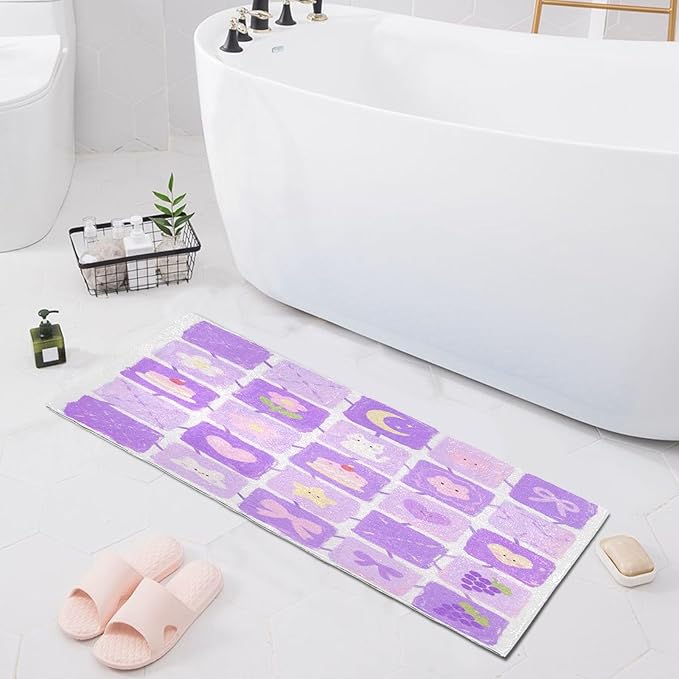 Purple Flower Cake Grid Bath mats for Bathroom Anti-Mold Rugs for Bathroom for Indoor Doormat Accessories Decoration 39 x 20 in de alfombras para ba?o - Image 8