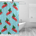 Car Christmas Tree Blue Shower Curtain Liner 72×72 inch for Bathroom Curtain Anti Mold Shower Curtain with Hooks Shower Accessories by Unknown