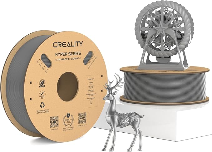 Creality Hyper PLA Filament Bundle Gray 2KG, Up to 600mm/s High Speed 3D Printer Filament PLA Gray, No-Tangling Stronger Toughness Fit Most 3D Printers by Creality