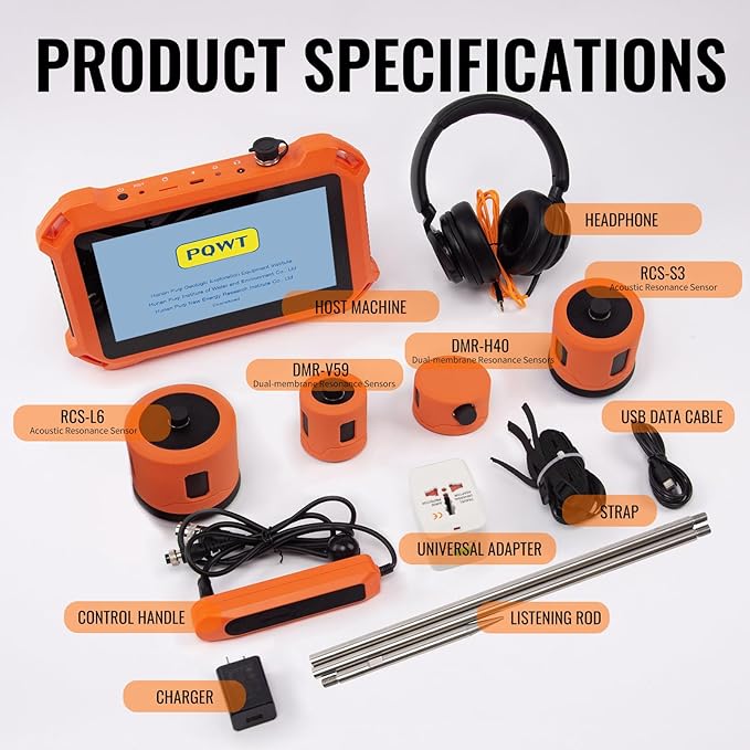 PQWT Underground Water Leak Detectors for Home and Outdoor PQ125D Wall Pipe Water Leakage Detection with Touchscreen Earphone and Carrying Case Multi Sensor Acoustic Pipeline Sound Intensifier - Image 7