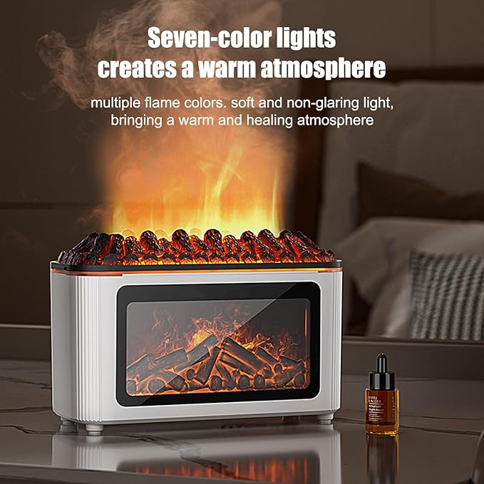 Aroma Diffuser with Fireplace Effect | 160 ml Ultrasonic Quiet Humidifier with 7 Flame Colours | Oil Diffuser – for Office Bathroom Car Spa Room Yoga Meditation Classroom Hotel - Image 4