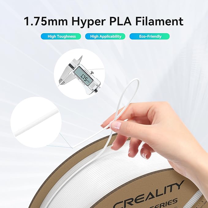 Creality Hyper PLA Filament 1.75mm, 30-600mm/s High Speed 3D Printer Filament, Dimensional Accuracy +/-0.02mm, Fit Most FDM 3D Printers, 4 Pack 1kg Spool(2.2lbs), White & Grey - Image 5