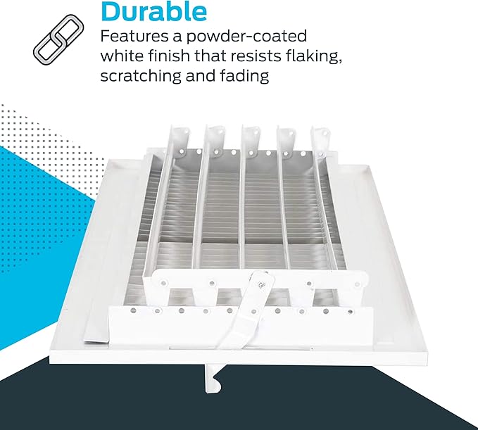EZ-FLO 16 x 6 Inch (Duct Opening) White Air Vent Cover for Wall or Ceiling, Two-Way Ventilation Register, Solid Steel HVAC Cover, 61663 (Pack of 2) - Image 5