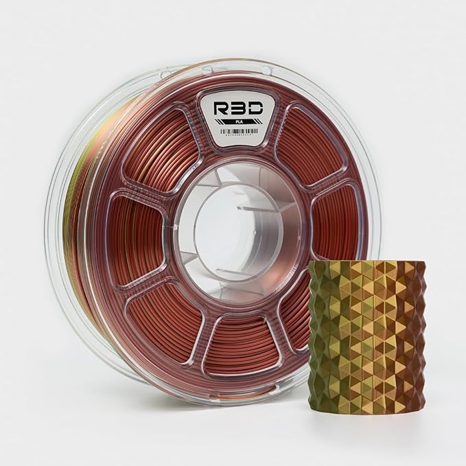 R3D Dual Color Silk PLA Filament, Co-Extrusion 3D Printer Filament 1.75mm, 30-370 mm/s High Speed PLA, Dimensional Accuracy +/- 0.02 mm, 1KG Plastic Spool (Silk Autumn) by R3D