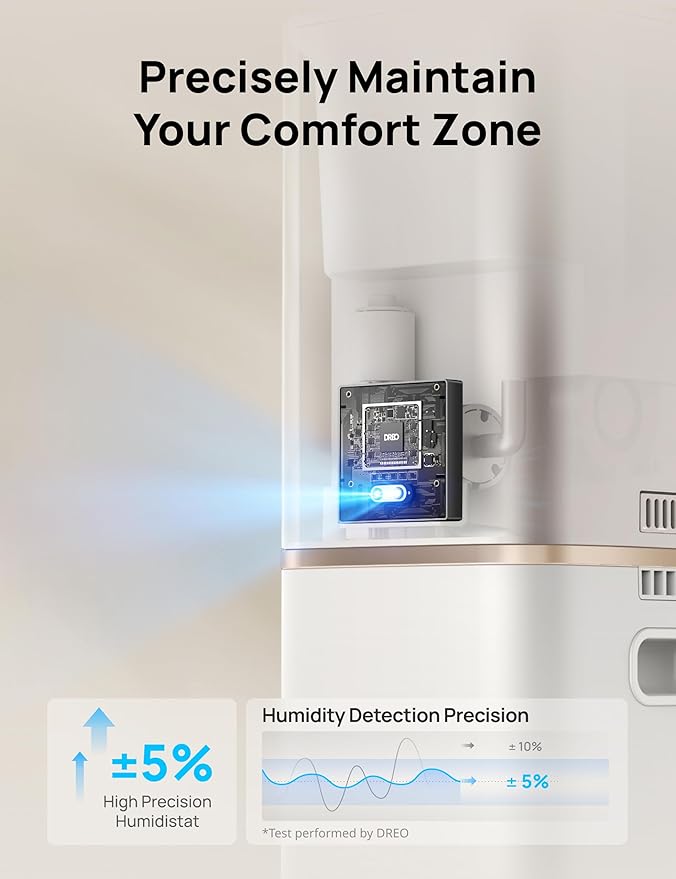 DREO HM735S 11L Smart Humidifier Large Room 700 ft², 100H Cool Mist Air Humidifiers for Bedroom, Top-Fill, Clean Tank Technology, 26dB, Auto Mode, Aroma Box, RGB, Remote & APP Control, Baby, Starlight - Image 5