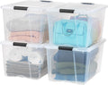 IRIS USA 72 QT Plastic Storage Box with Lid and Latches - 4 Pack - BPA-Free, See-Through Organizing Solution, Durable Nestable Stackable Containers, Secure Pull Handle - Clear by IRISUSA