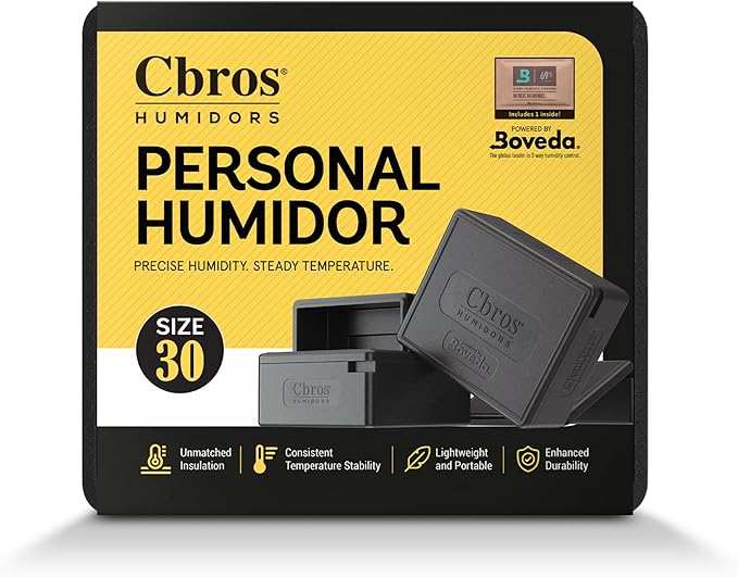Cbros Humidor 69% Two- Way Humidity Control Box Powered by Boveda, Moisture Absorber, Maintain Freshness and Consistent Temperature Size (Size 30) by Unknown