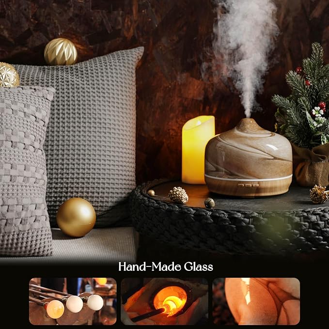 Porseme 500ml Glass Essential Oil Diffuser Aromatherapy Ultrasonic Cool Mist Humidifier 15-21 Running Hours Waterless Auto-Off Air Diffusers for Sleeping,Yoga,Office Working,Spa and Rest (Desert) - Image 5