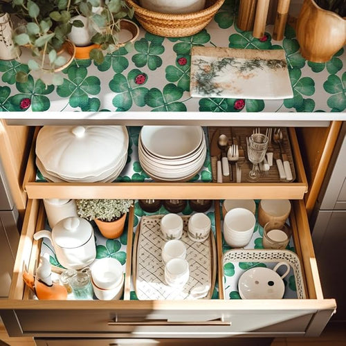 12" W x 120" L Floral Drawer and Shelf Liner for Cabinets, Non-Adhesive Strong Grip Non-Slip Flower Shelf Cabinet Kitchen Shelf Liners for Kitchen Cabinets - Image 2