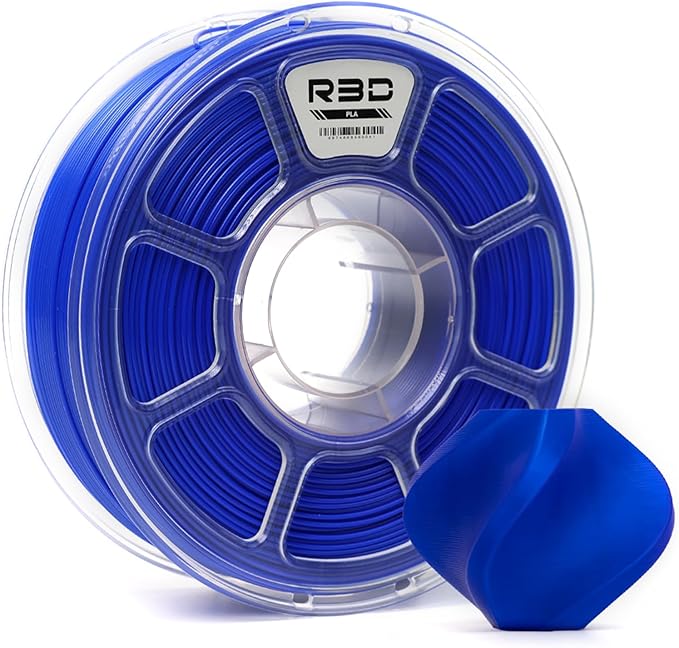 R3D PLA Filament 1.75mm, 0-370 mm/s High Speed PLA Printing, Dimensional Accuracy +/- 0.02mm, 1KG (2.2lbs) Clear Plastic Spool 3D Printer Filament (Fluorescent Blue) by R3D