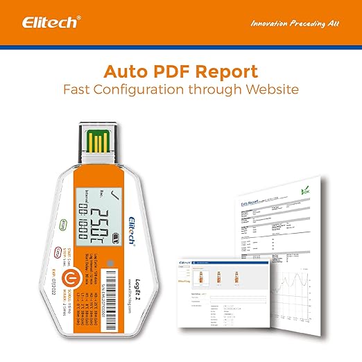 Elitech Temperature Data Logger Single Use Temperature Recorder PDF Report USB Temperature Logger 16000 Points WHO PQS Listed LogEt1-5Pack - Image 3