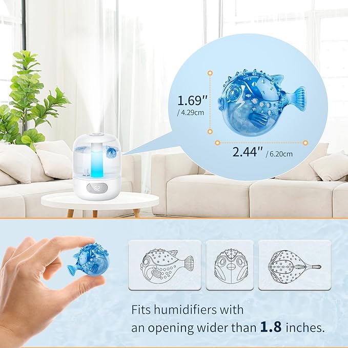 12-Pack Universal Humidifier Cleaning Fish Compatible with Most Humidifiers Replacement Ultrasonic Humidifier Tank Cleaner Ball | Prevents Hard Water Build-Up | Eliminate White Dust | Purifies Water - Image 3