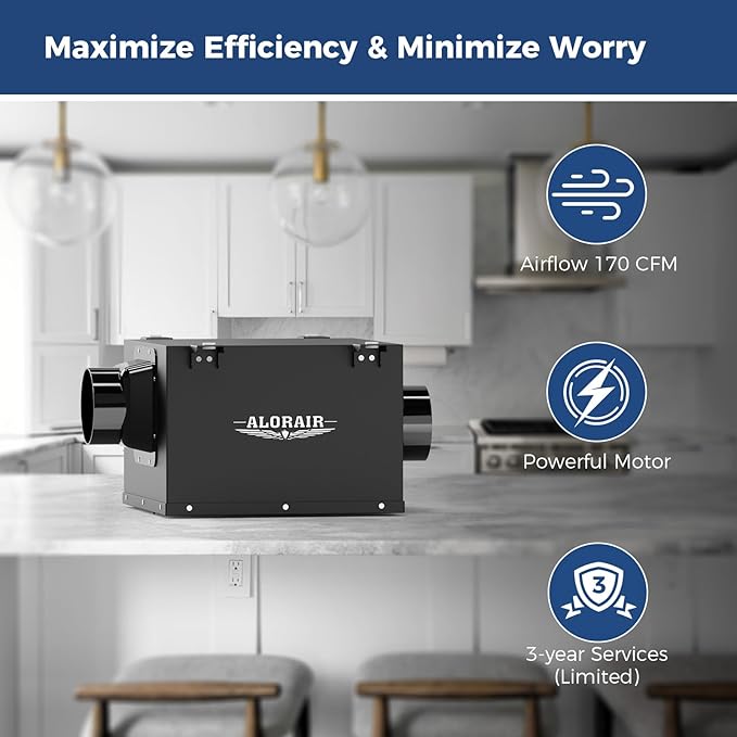 ALORAIR 4 Inch Inline Bathroom Exhaust Fan – Ultra Quiet 170 CFM Ventilation Fan for Bathroom, Attic, Kitchen, Garage, Laundry Room – Durable, Easy to Install, Powerful Airflow - Image 2
