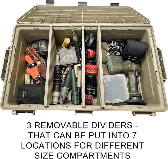 MTM ACDC50, Divided Ammo Crate Utility Box, Water Resistant, Ammo Storage Box, Lockable Storage Keeping Ammo Safe, Survival or Hunting gear, Made in USA, Dark Earth - Image 6