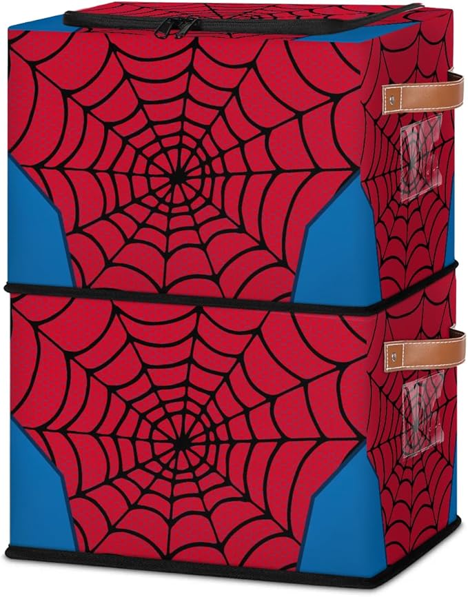 Storage Bin, Collapsible Fabric Storage Boxes with Lids for Organizing, Red Spider Web Stackable Closet Organizers and Storage Cube Basket for Home, Office, Bedroom (10.2"x14.2") - Image 2