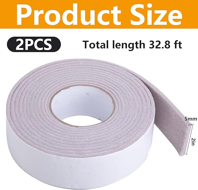 moonoom 2 Roll 16.4 Ft x 2'' Window Condensation Absorber Strip, Thick Window Moisture Absorbent Tape, Reusable Condensation Prevention Felt Strip for Absorbing Water and Keeping Dry - Image 2
