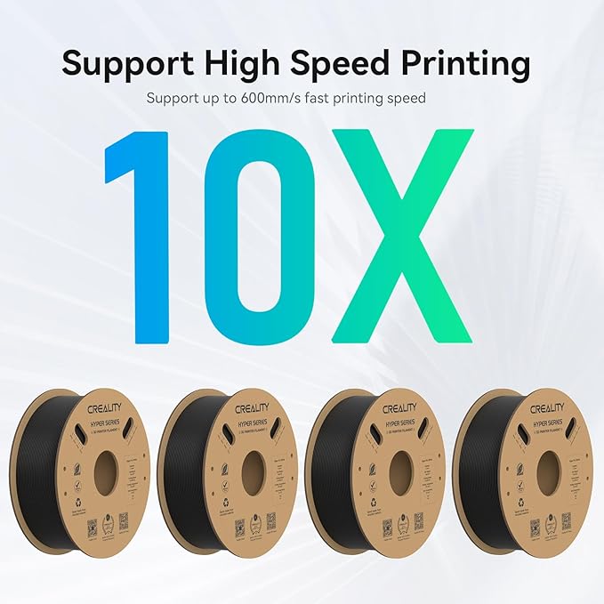 Creality Hyper PLA Filament 1.75mm, 30-600mm/s High Speed 3D Printer Filament, Dimensional Accuracy +/-0.02mm, Fit Most FDM 3D Printers, 4 Pack 1kg Spool(2.2lbs), Black - Image 4