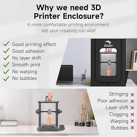 Creality Official 3D Printer Enclosure, Constant Temperature Protective Cover Fireproof Dustproof 480 * 600 * 720mm for Ender 3 V3 SE/Ender 3/Ender 3 V2/Ender 3 V2 Neo/Ender 3Pro/Ender 3Neo/Ender 3S - Image 3