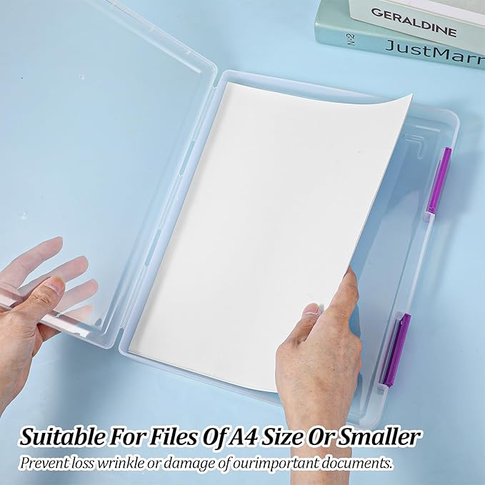 6 Pcs Clear A4 File Box Document Plastic Storage Box Paper Plastic Case Board Game Storage Containers Magazine Protector File Holder with Buckle (Colorful,12.4 x 9.65 x 1.18 Inches) ﻿ - Image 4