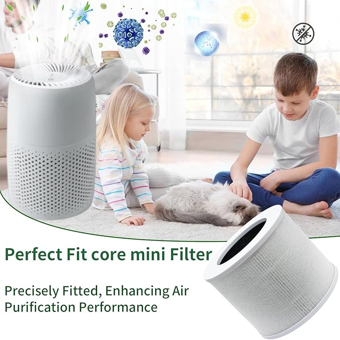 2 Pack Core Mini Replacement Filter Compatible with LEVOIT Core Mini Air Purifier, 3-in-1 H13 True HEPA Filter with Activated Carbon (White) - Image 2