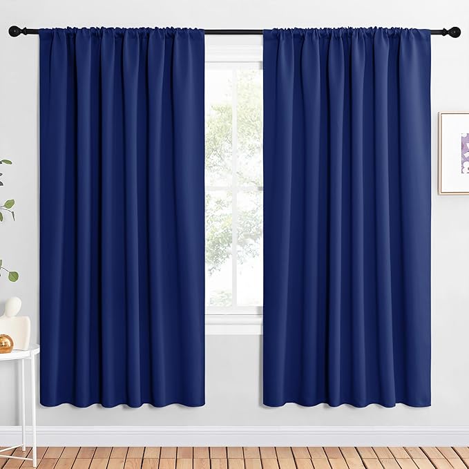 NICETOWN 2 Panels Blackout Curtains, Rod Pocket Window Curtains Room Darkning Drapes for Bedroom/Living Room, Thermal Insulated Solid Draperies for Home Office/Study, 62 by 72-Inch, Royal Blue by NICETOWN
