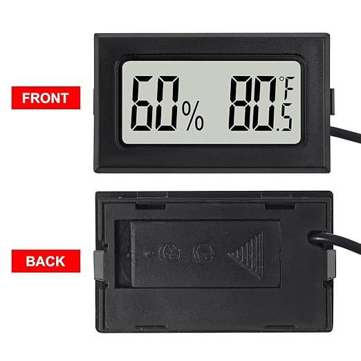 3Pcs Mini Digital Thermometer Hygrometer with Probe Electronic Temperature Humidity Gauge Meters Indoor LCD Display Fahrenheit for Humidors,Greenhouse,Garden,Incubator Reptile Terrarium - Image 2