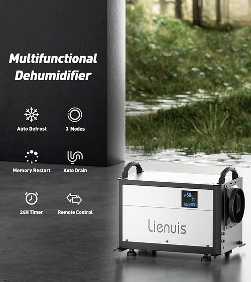 110 Pints Commercial Dehumidifiers for Crawl Spaces & Basement,Under House,Warehouse & Job Sites, Crawl Space Dehumidifier with Drain Hose, Remote Control, Auto Defrost, Humidity Control, CSA Listed - Image 2
