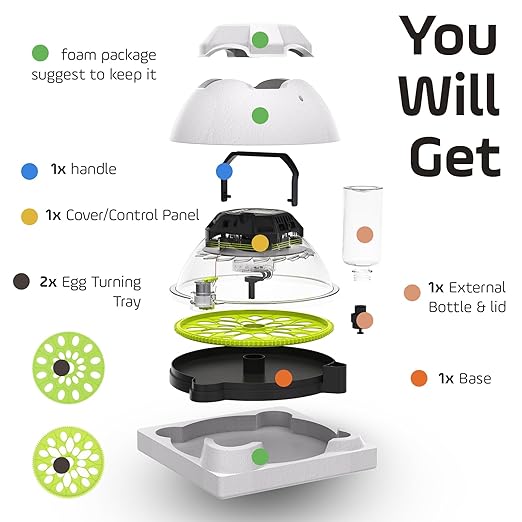 Egg Incubator with Automatic Egg Turning and Humidity Control,Built in Atomizer, Auto Egg Turner, Auto Stop Flip,18egg,Egg Candler, Hatching Small Quail Chicken Duck Goose at Home Backyard - Image 8
