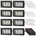 8-Pack Mini Digital Hygrometer Thermometer, Front-View Frame Adhesive for Mason Jar & Reptile Tank, Humidity Monitor for Garden, Greenhouse, Plants, RV, Office, Cellar 12-Month Battery by FN