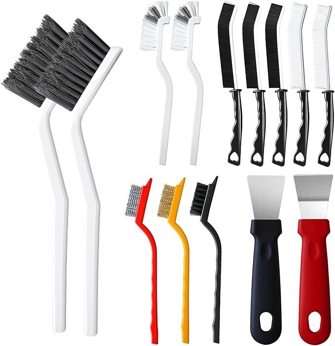 14Pcs Crevice Cleaning Brush Set, V Shape Grout Cleaner Brush for Deep Cleaning Gap, Hard Bristle Scrub Brushes Tools, Cleaning Supplies for Household Use, Bathroom, Kitchen, Toilet, Window by Agotglmi