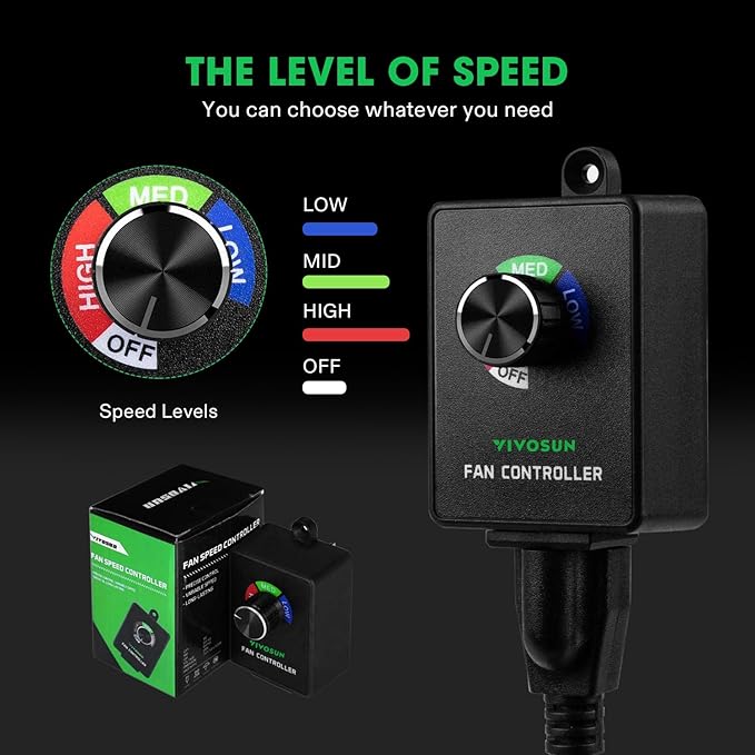 VIVOSUN Variable Speed Controller Cordless Vent Blower Speed Adjuster for Inline Duct Exhaust Fan - Image 4