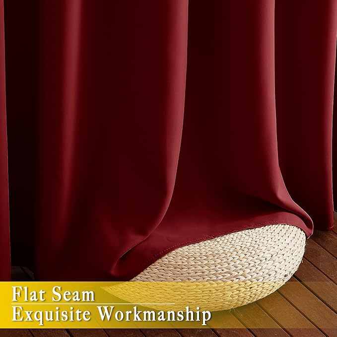 NICETOWN Glass Door Curtain for Windows, Extra Wide Thermal Insulated Curtain Panel Room Darkening Curtain Drape for French Door (Burgundy Red, W80 x L95, 1 Piece) - Image 7