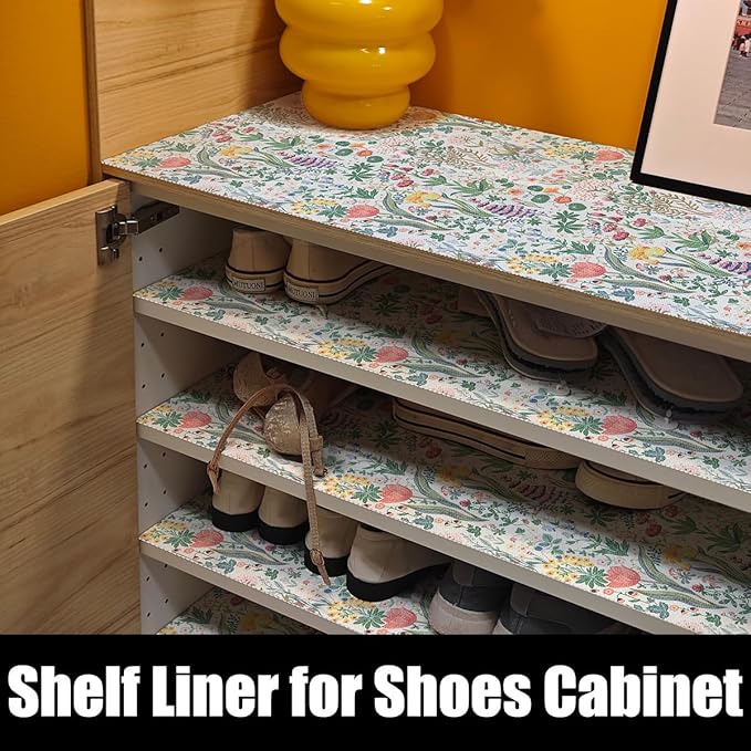 Floral Shelf Drawer Liners, 16IN x 10FT Non Adhesive and Strong Non-Slip Colorful Cabinet Drawer Shelf Liners for Kitchen Wire Fridge, Waterproof Cabinet Liner,Easy to Clean - Image 8
