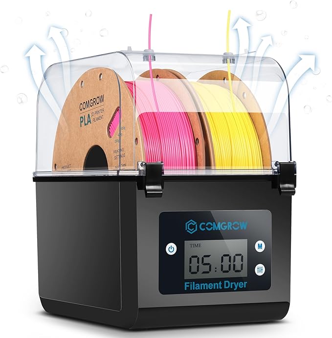 Comgrow 3D Printer Filament Dryer Box, Comgrow 3D Filament Storages, Keeping Filaments Dry During 3D Printing, Compatible with 1.75mm/2.85mm PLA ABS Material, Filament Dehydrator, Spool Holder by Comgrow