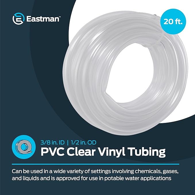 Eastman 3/8 Inch ID (1/2 Inch OD) PVC Clear Vinyl Tubing, 20 Foot Length, 98566 - Image 2