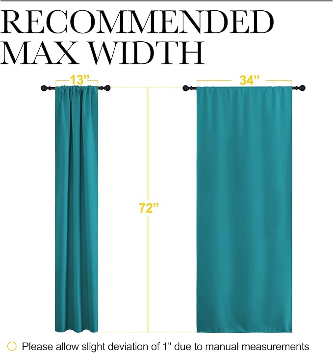 NICETOWN Peacock Blue Blackout Curtains Panels for Window, Thermal Insulated Rod Pocket Blackout Drapes/Draperies for Living Room (2 Panels, W34 x L72 inches) - Image 7