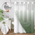 No Hook Shower Curtain and Liner Set,Ombre Green Hotel Waffle Shower Curtain with Liner 75" L x 72" W by Unknown