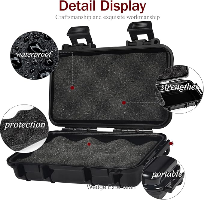 Dry Storage Box, Shockproof Waterproof Box with 2 U‑Shape Buckle, Plastic Storage Container for Cameras, Phones, Camping, Fishing, Hiking(Large-Black) - Image 6