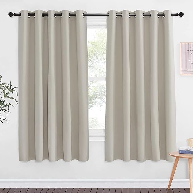 NICETOWN Blackout Bedroom Door Curtain - Grommet Window Treatment Thermal Insulated Light & Sound Reducing Room Darkening Privacy Drape for Doorway (Natural, 1 Panel, W66 x L66) by NICETOWN