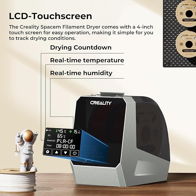 Creality Filament Dryer Box,Dual-Spool Creality Space Pi Filament Dryer Plus with 360° Fast Heating & PTC Heater,4" Touch Screen,Compatible PLA,Silk PLA,ABS,PETG,TPU,Nylon,ASA,PC,PA & More - Image 6