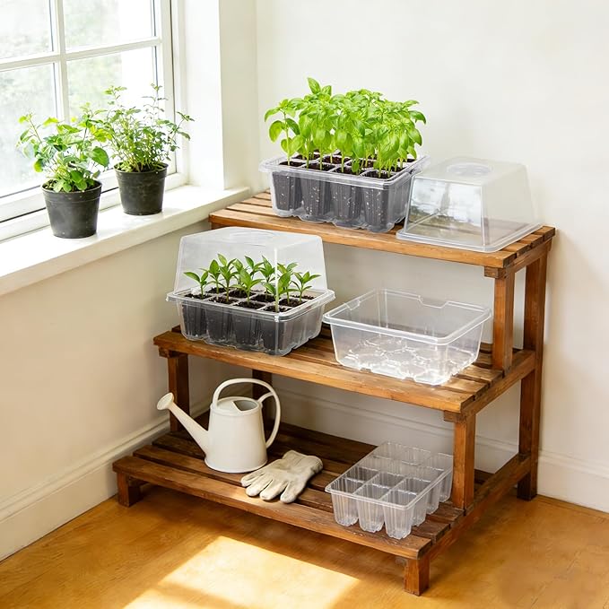 MIXC Seed Starter Tray with Elevated Lid, 120 Cells Seed Starter Kit with Adjustable Humidity Dome, Drainage Hole, Clear Heightened Lids for Indoor Outdoor Greenhouse Gardens, 10 Pack, Transparent - Image 7