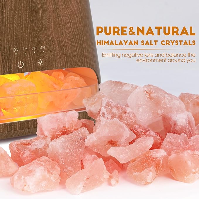 SALKING Colorful Flame Fire Diffuser Humidifier, Himalayan Salt Lamp, 7 Colors Changing Oil Diffuser, Ultra-Quiet Essential Oils Aromatherapy Diffusers for Large Room, Bedroom,150ml (Dark) - Image 2