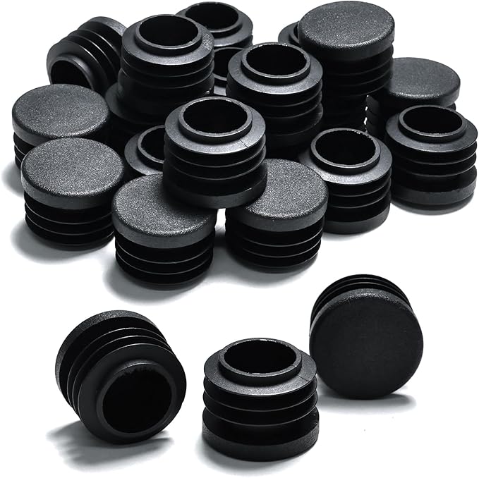 7/8" (22mm) Plastic Hole Plugs Black -Round Chair Leg Caps, Flush Mount Pipe Plugs, Tubing End Caps for Metal&Wood Legs Tube, Outdoor Furniture Feet caps & Table Plastic Plugs, 24 PCS by EASYEAH