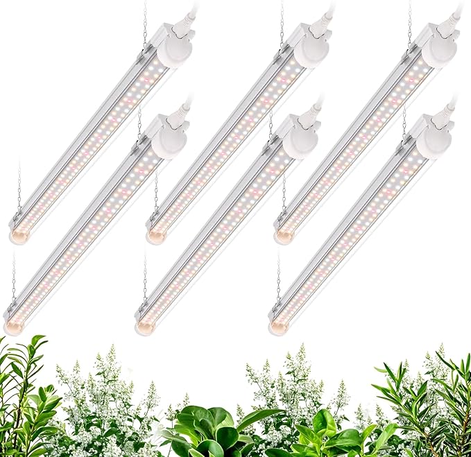 Bstrip Grow Light, 2FT 144W (6 x 24W) Plant Light, Full Spectrum with 660nm Red LEDs, 3686K T8 Grow Lights for Indoor Plants, Greenhouse, Seeding, Linkable Design with On/Off Switch, 6-Pack by Bstrip